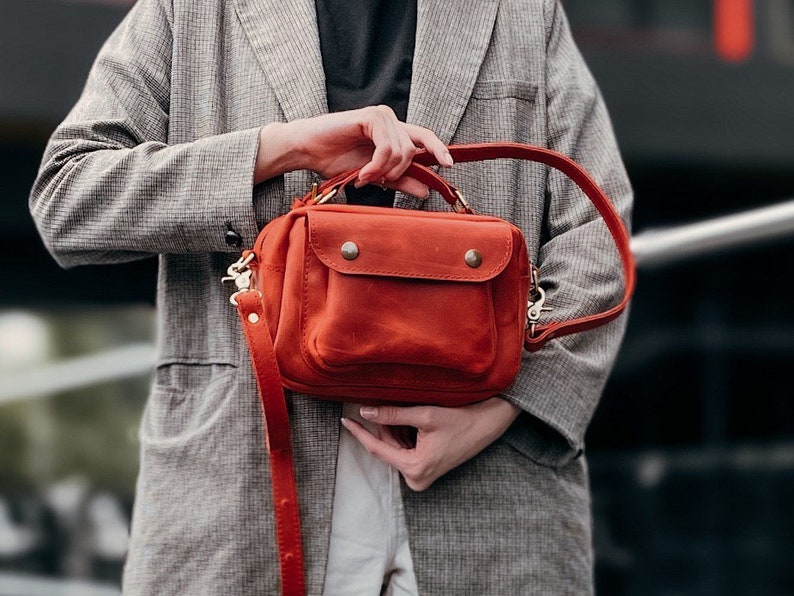 Small leather purse Leather bag women Cross body purse Leather shoulder bag Red