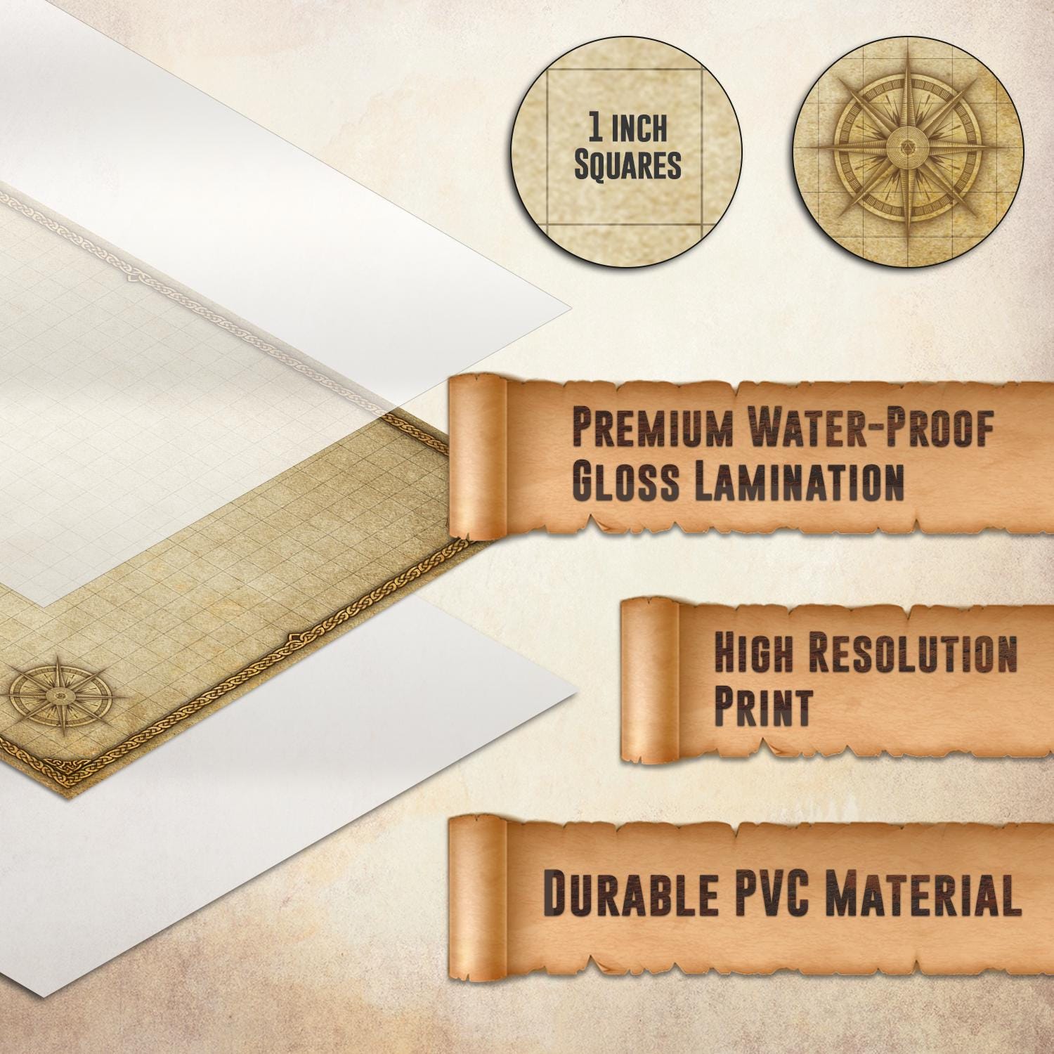 Dungeons and Dragons Battle Map Set - 24"x36" Dry Erase Grid Mat With ...