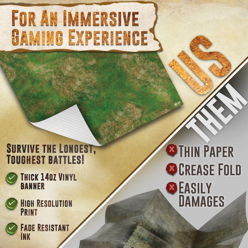 Wargaming Battle Mat, 48"x72" - Terrain for Warhammer 40K, Dungeons and Dragons, Tabletop RPG, Miniatures & Strategy Games image 6