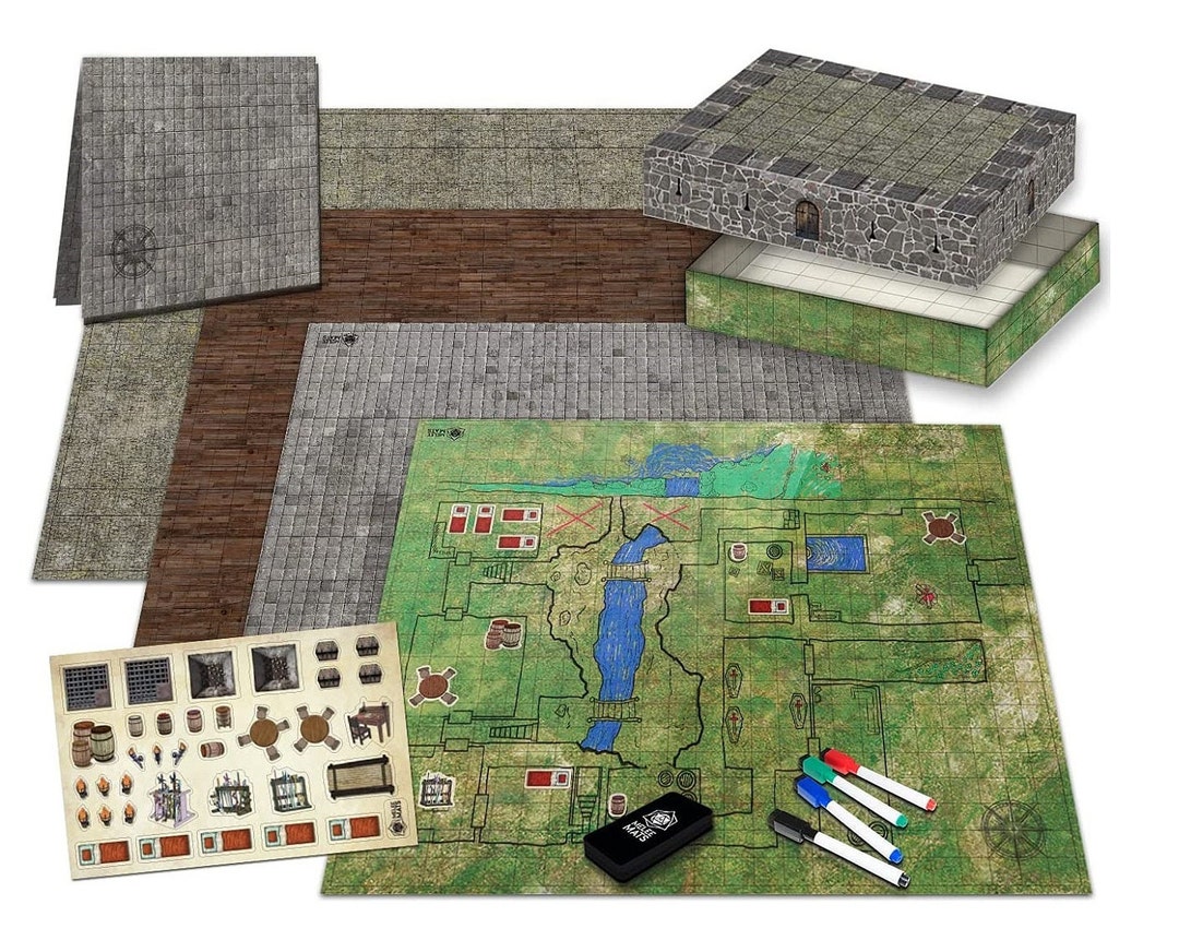 Ultimate Battle Grid Game Board Dry Erase Square & Hex RPG Miniatures