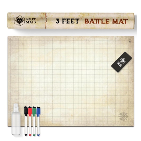 Dungeons and Dragons Gifts - DnD Map 5e Starter Kit - 24" x 36", Dry Erase Battle Mat - Tabletop Gaming with Accessories
