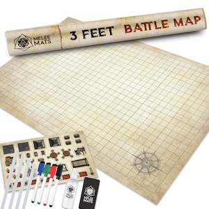 Dungeons and Dragons Battle Map Set - 24x36 Dry Erase Grid Mat with Accessories - DnD 5e Starter Kit for Tabletop Miniature RPG