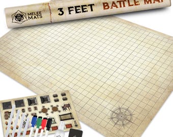 Dungeons and Dragons Battle Map Set - 24x36 Dry Erase Grid Mat with Accessories - DnD 5e Starter Kit for Tabletop Miniature RPG