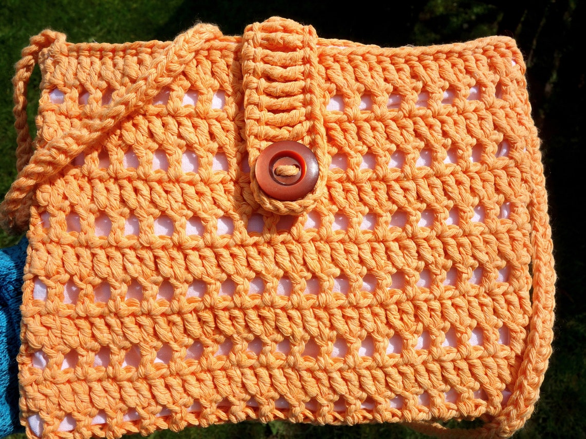 New crochet bag handbag handmade orange small croche clutch | Etsy