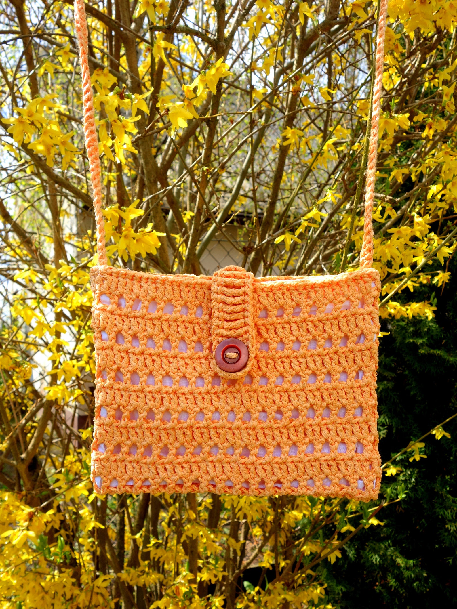 New crochet bag handbag handmade orange small croche clutch | Etsy