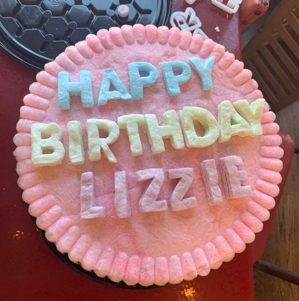 Personalized Cotton Candy Rainbow Cake Cotton Candy Birthday Etsy