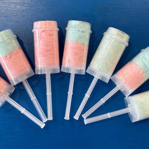 12 Gender Reveal Cotton Candy Push Pops in Blue and Pink Cotton Candy