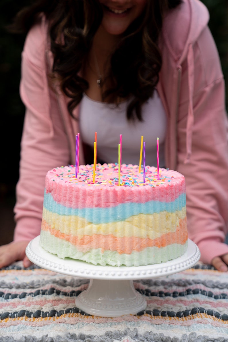 Cotton Candy Rainbow Cake Cotton Candy Birthday Cake Etsy