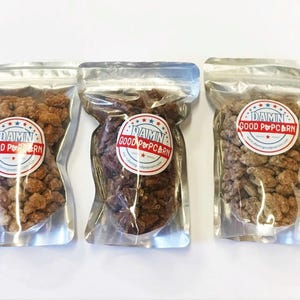 Pack of 3 Frosted Cinnamon Vanilla Nuts Cashews Pecans and Walnuts Damn Good Popcorn