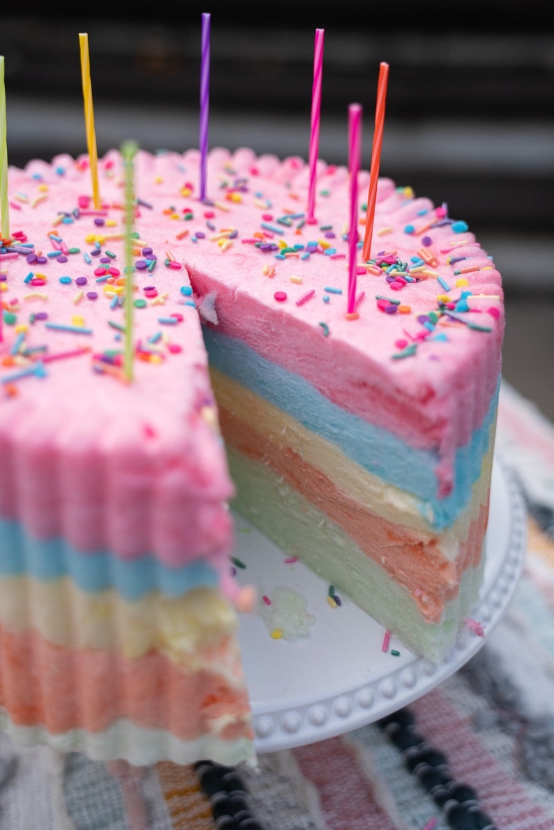 Cotton Candy Rainbow Cake Cotton Candy Birthday Cake Etsy