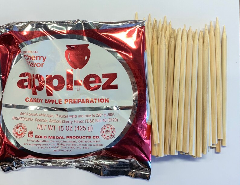 Apple Ez Cherry Red Candy Apple Kit With 50 Wood Sticks Etsy