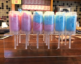 24 Gender Reveal Baby Shower Cotton Candy Push Pops in Blue and Pink