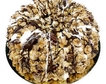 Caramel Popcorn Cake with Pecans or Cashews Marshmallow and Chocolate