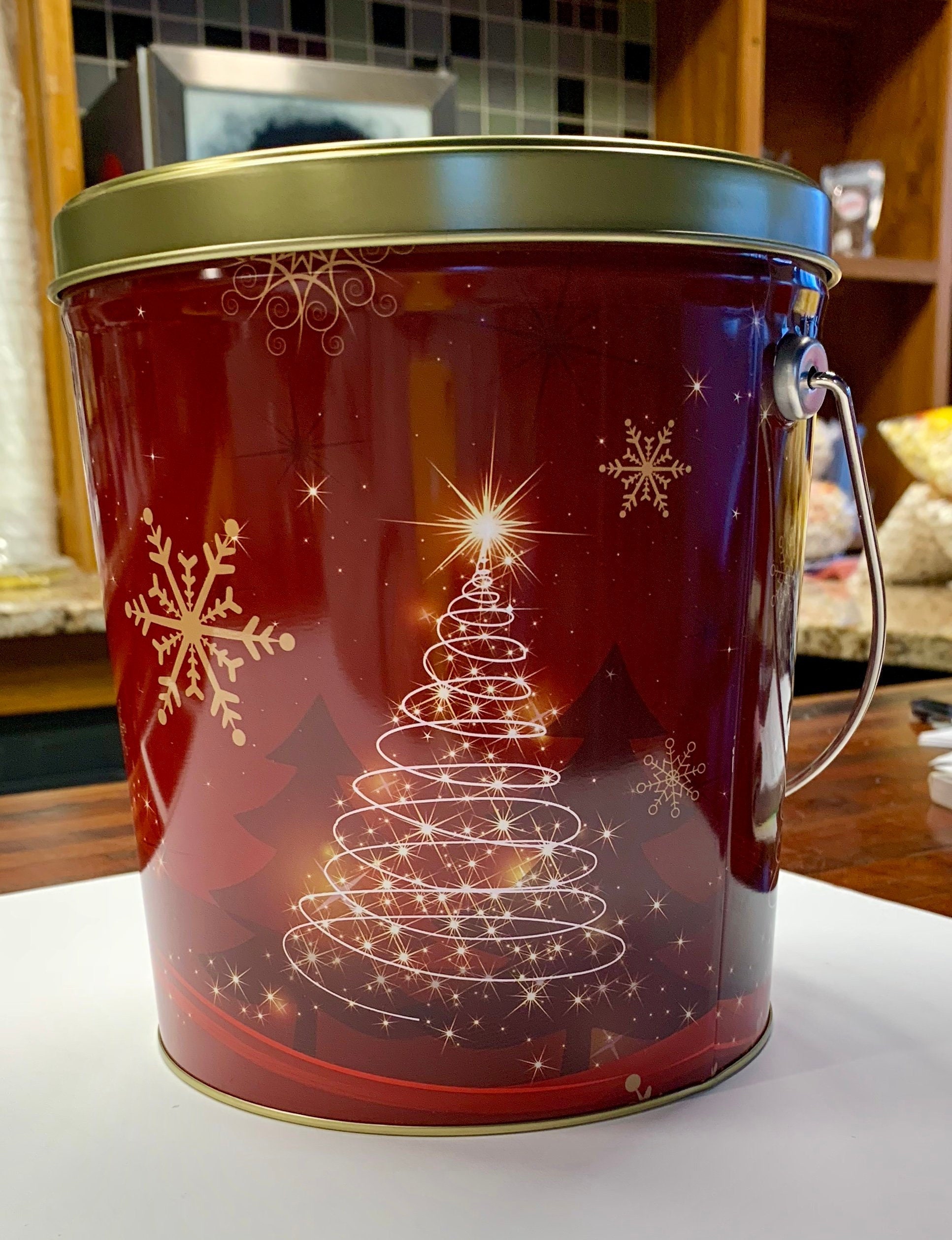 3.5 Gallon Christmas Popcorn Tin with Caramel Cheddar Mix Etsy