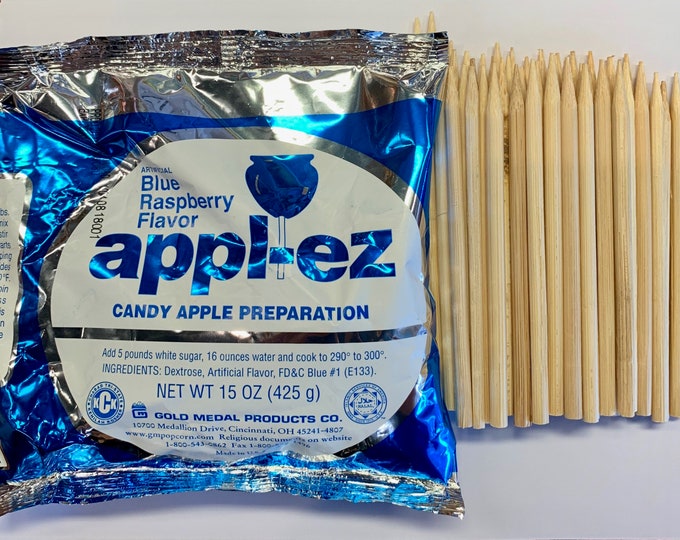 Apple Ez Blue Raspberry Candy Apple Making Kit With 50 Wood Etsy