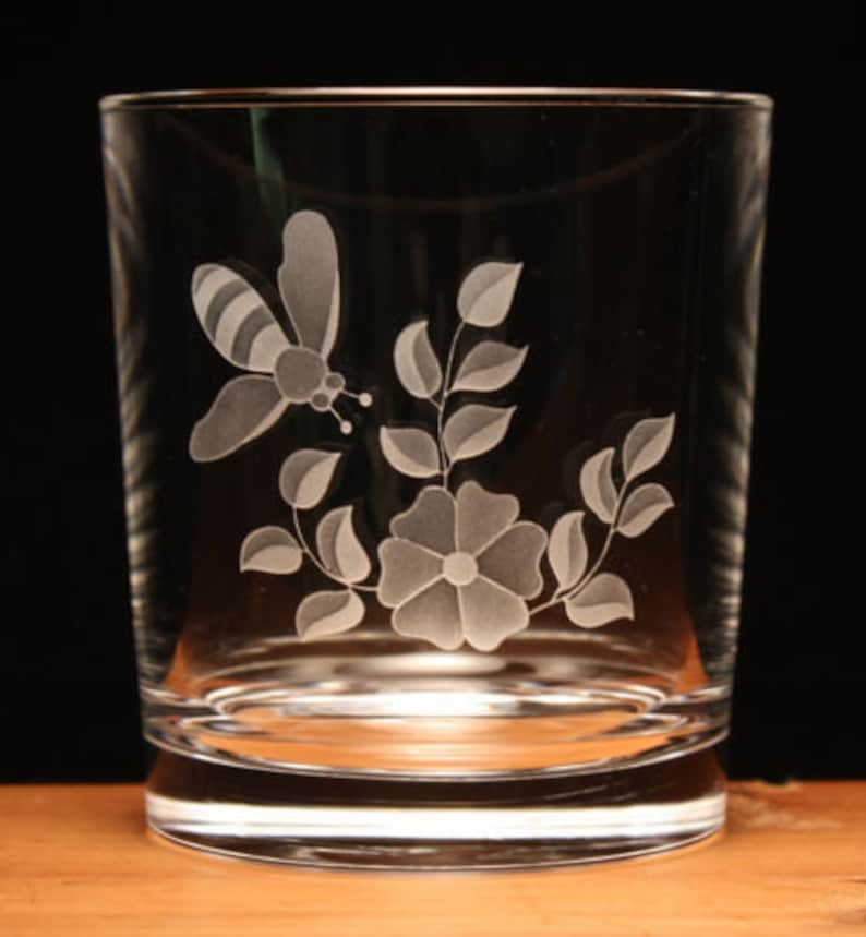 Honey Bee Bees Engraved Lead Crystal Glass Tumbler Etsy