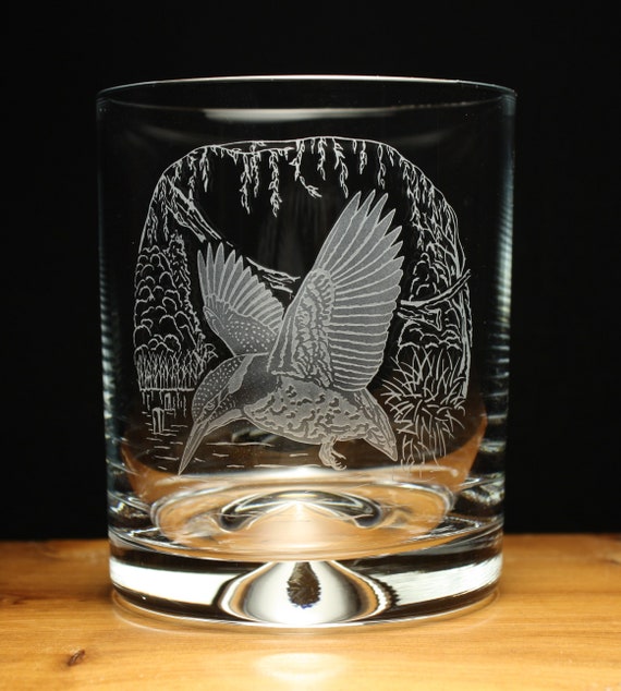 Kingfisher Design Engraved Glass Tumbler Gift Present