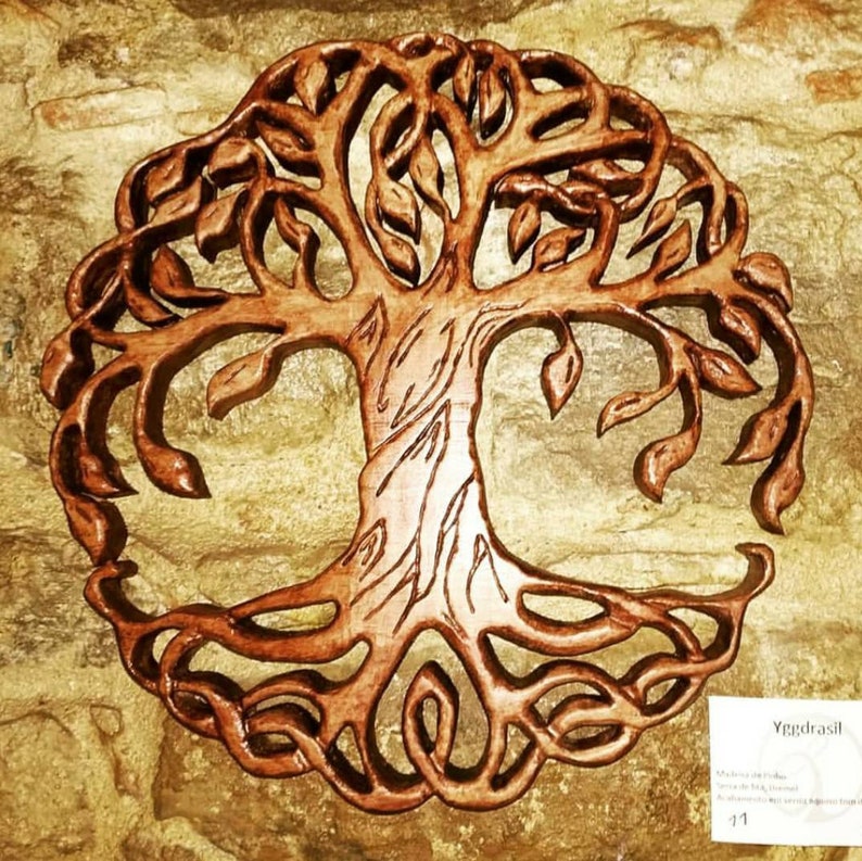 Yggdrasil Wooden Wall Decor Plaque Handcrafted in Pine Wood Etsy