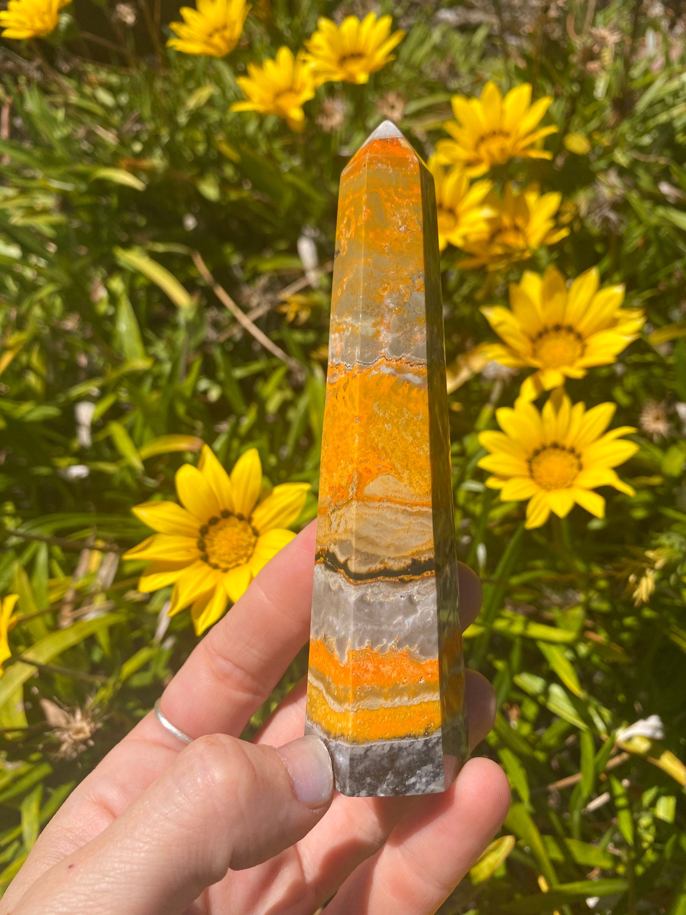 Large Bumble bee jasper tower Approx 12.5cm tall crystal Etsy