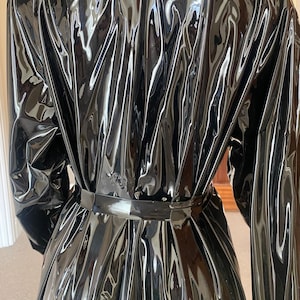 Shiny black pvc mac top