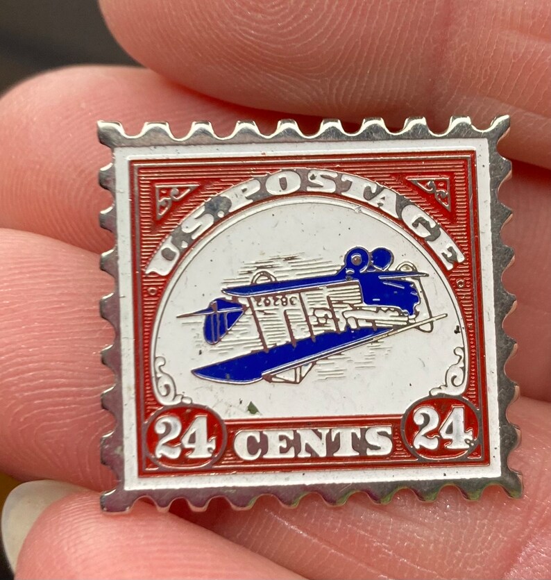 24 Cents Postage Stamp Upside Down Plane Lapel Pin Sweater Jacket Hat