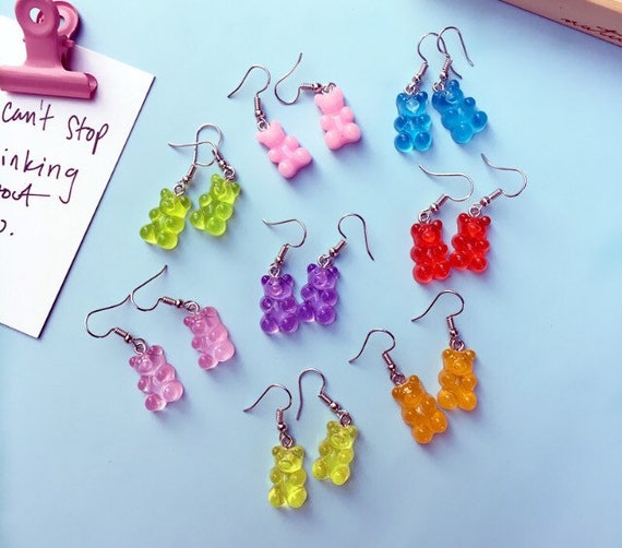 Gummy Bear Earrings /dangle Gummy Bear Earrings / Fish Hook Earrings /  Gummy Bears / Gummy Bear Jewelry /teddy Bear Earrings /gift for Girls 