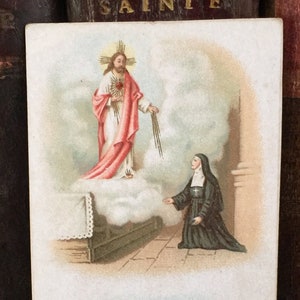 Rara immagine pia antica dalla Francia, BIENHEUREUSE MARGUERITE MARIE (Margaret Mary Alacoque) pubblicata da Bonamy Poitiers negli anni '20