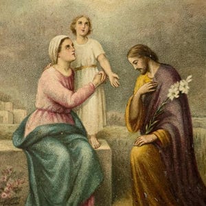 Zeldzaam antiek vroom beeld uit Frankrijk, Heilige Familie met St. Jozef, Maria en Jezus, uitgegeven door Maison Bouasse Lebel 2782