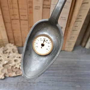Charming antique spoon with a thermometer, decorative spoon handmade in France in the 1960's RefA3