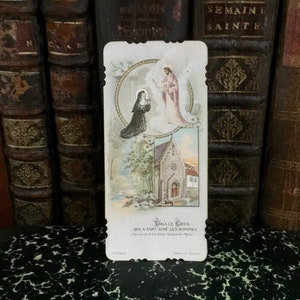 Rare image pieuse antique de France, Sainte marguerite Marie du Sacré-Cœur de Paray publiée par la veuve Drago dans les années 1920