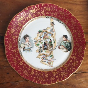 Charming French collectible plate in porcelain, tribute to French Emperor Napoléon and his wife Joséphine RefA6