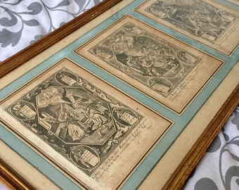 AUTHENTIC XVIIIth century set of 3 engravings by Spanoghe : The Annunciation, the Birth of Jesus, The Wise Men