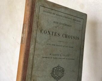 Antique book from France "Contes Choisis" (Chosen Tales) from Miss Edgeworth (English texts with French notes) 1887 Librairie Poussielgue