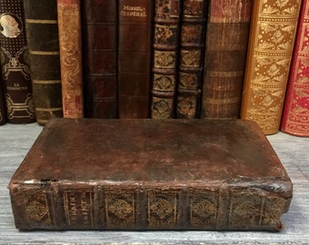 Rare authentic 1703 antique pious book in French and Latin, "L'Office de la Semaine Sainte, traduite en François par CMDB" Claude de Hansy