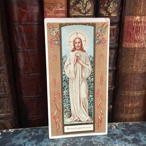 Rare image pieuse de France, souvenir de communion, portrait de Jésus