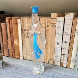 Vintage glass bottle from the sanctuary of Lourdes made in France by SERAL in the 1950's, pilgrimage souvenir  RefA6