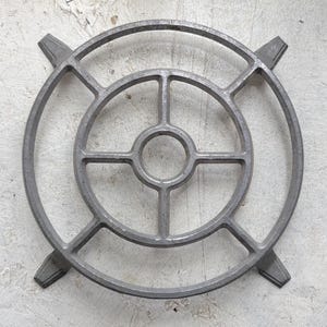 Charming antique aluminium trivet made in France in the 1930&#39;s, Art Deco geometric trivet from France RefA3