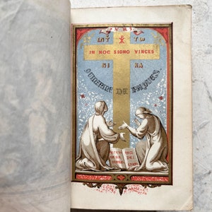 フランス語で書かれた珍しい 1856 年のアンティーク キリスト教の本「Offices de la Quinzaine de Pâques à l'Usage de Rome」（ローマのイースター週間の事務局）