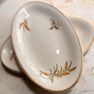 Antique pair of serving trays from France, vintage KG Lunéville demi-porcelaine raviers, FANNY collection made in France in the 1950&#39;s RefA8