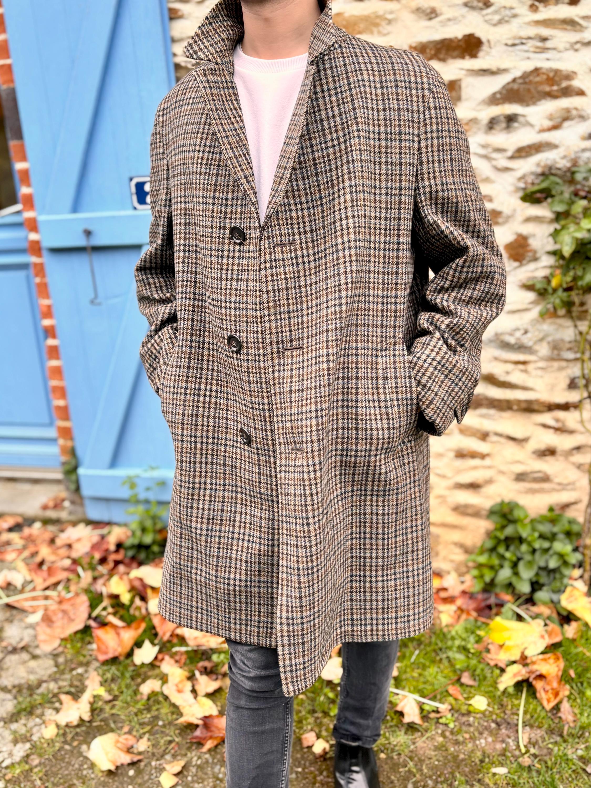 French Vintage wool×cashmere Coat Vintage Aubergine Cashmere Angora Wool Coat – moïo