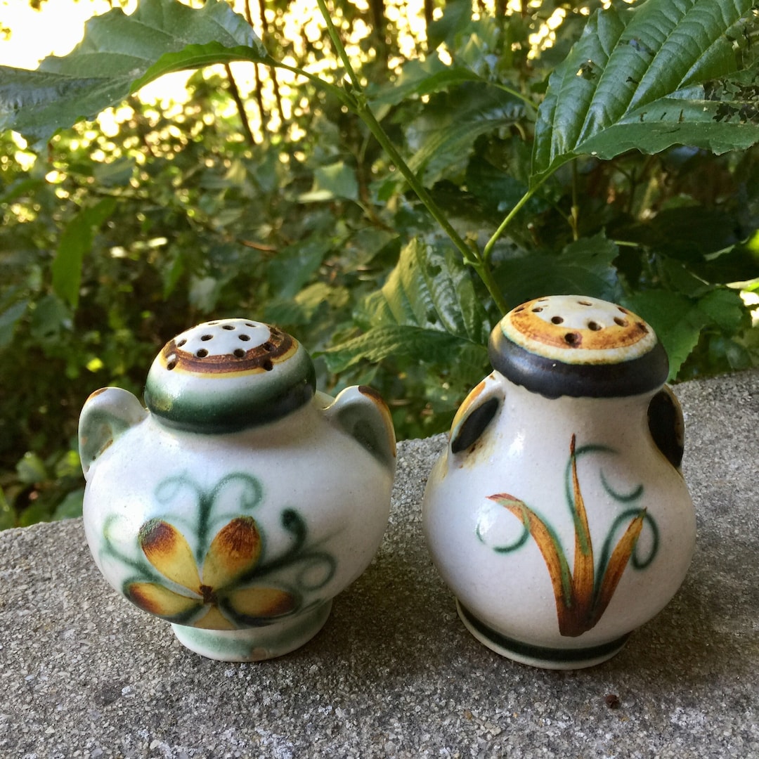 Rare Handmade Ceramic Salt and Pepper Shakers From the 1960's