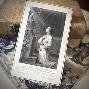 Antique pious image from France "La DEVOTION AU CHAPELET" (Devotion to the Rosary) published by Letaille in the 1890s