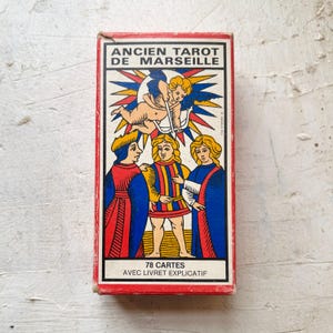 Très rare jeu de Tarot de Marseille de 1963 par BP Grimaud, cartomancie et divination complet de 78 cartes en français et en anglais RefA7