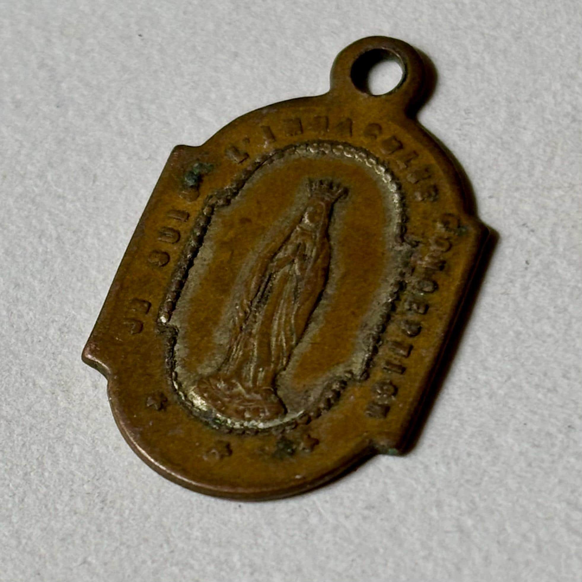 Antique Catholic Pilgrimage Medal From Lourdes, Our Lady of Lourdes and ...