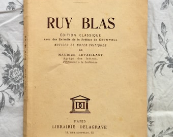 Livro antigo em francês de Victor Hugo "Ruy Blas" Peça teatral, drama trágico 1946 Edição Delagrave, clássico da literatura francesa