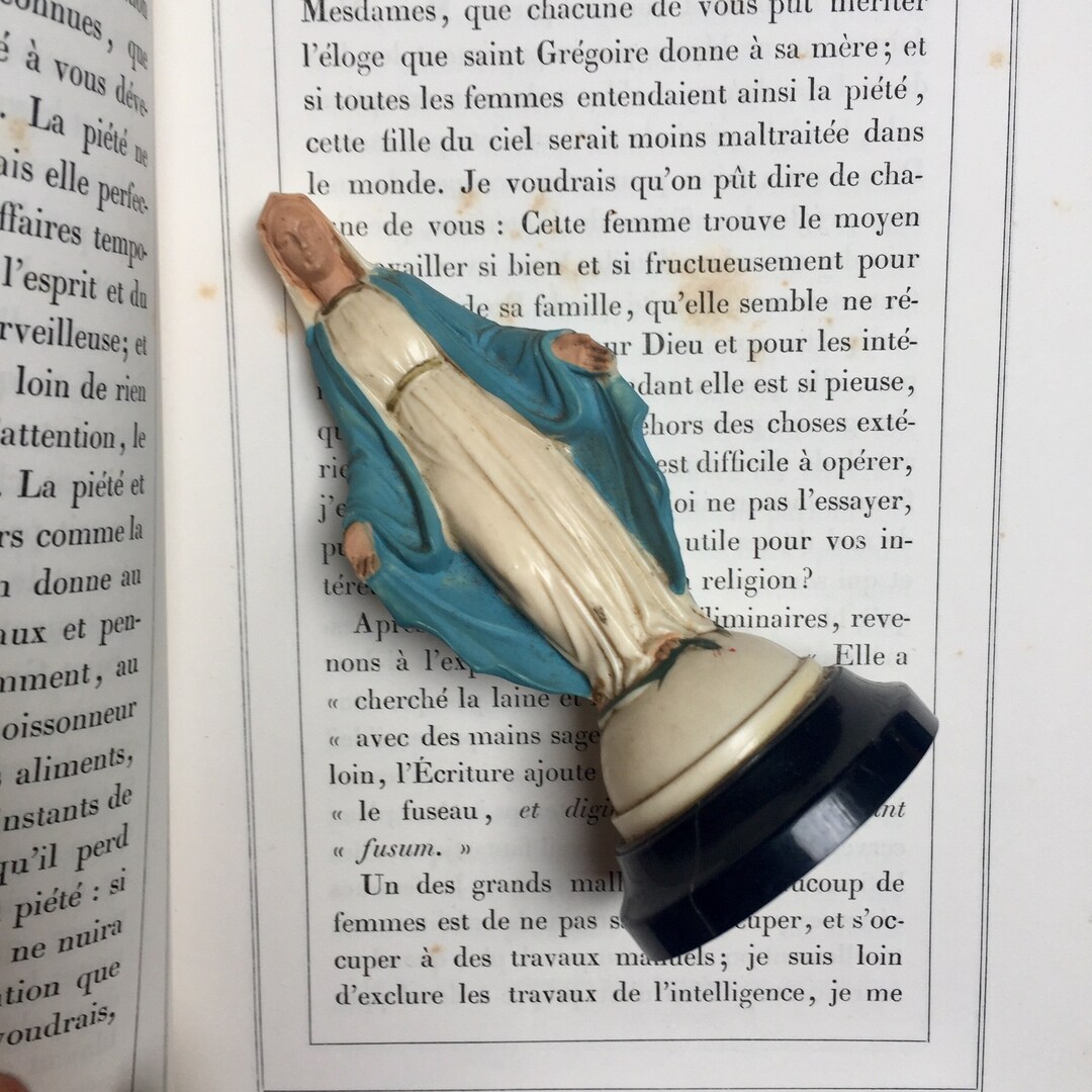 Vintage Resin Statue of the Virgin Mary Stepping on the Snake Etsy