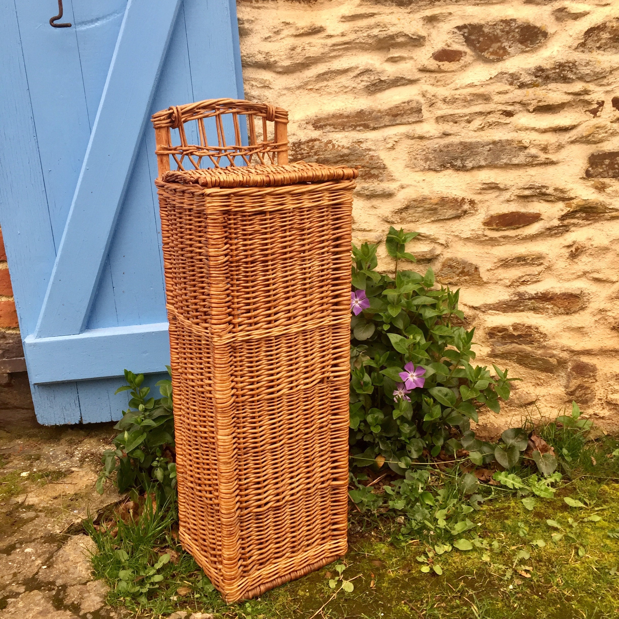 Grande Boîte à Baguette en Osier Vintage de France, Authentique Huche Pain Faite La Main France Dans