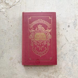 May include: A vintage red hardcover book with gold lettering and ornate detailing. The book is titled "Les Chevaux Du Valdor" and is part of the "Bibliotheque Rose Illustree" series. The publisher's name, Hachette, is also visible.