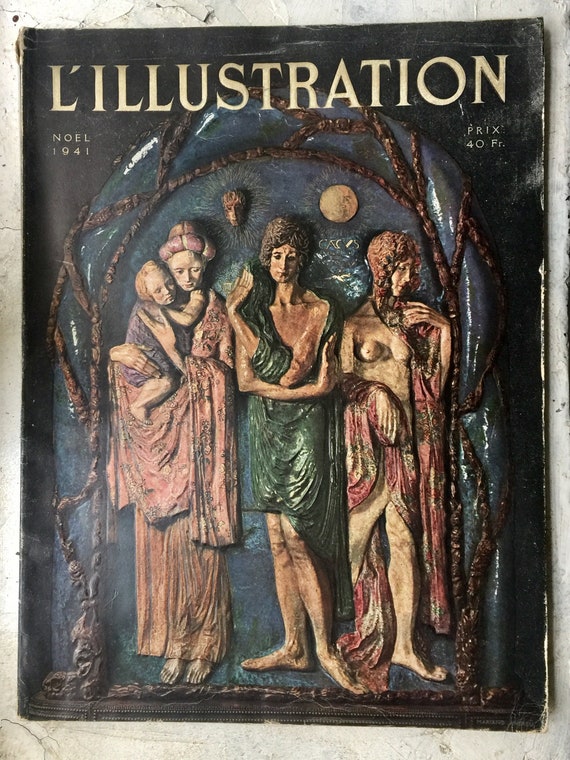 Antique magazine in French, 1941 Christmas Special, "L'illustration" Art special