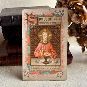 Rare antique pious image from France, &quot;Souvenir de Première Communion&quot; (First Communion Souvenir) 1924
